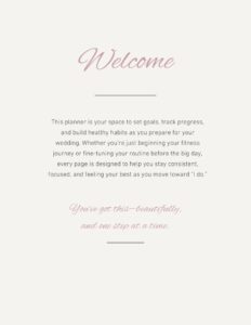 wedding weight loss planner page
