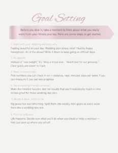 wedding weight loss goals planner page